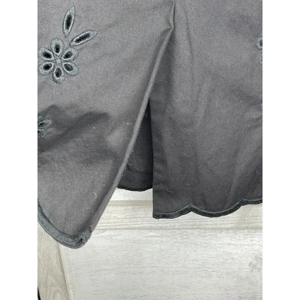 Talbots Black Floral Eyelet Skirt Size 8